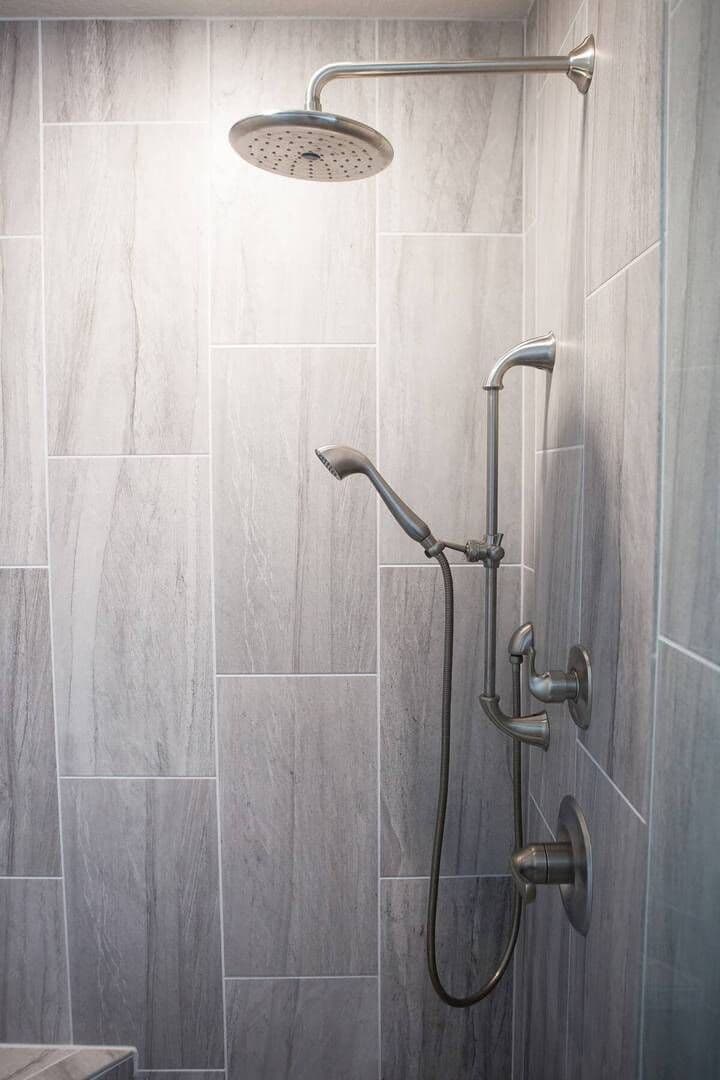 A photo of the new removable shower head.