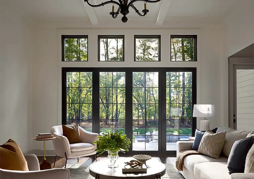 Large black Pella windows